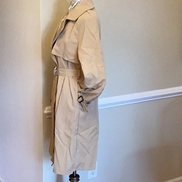 New knee length trench coat,size large double breasted buckle straps sleevesNWOT - Picture 3 of 9